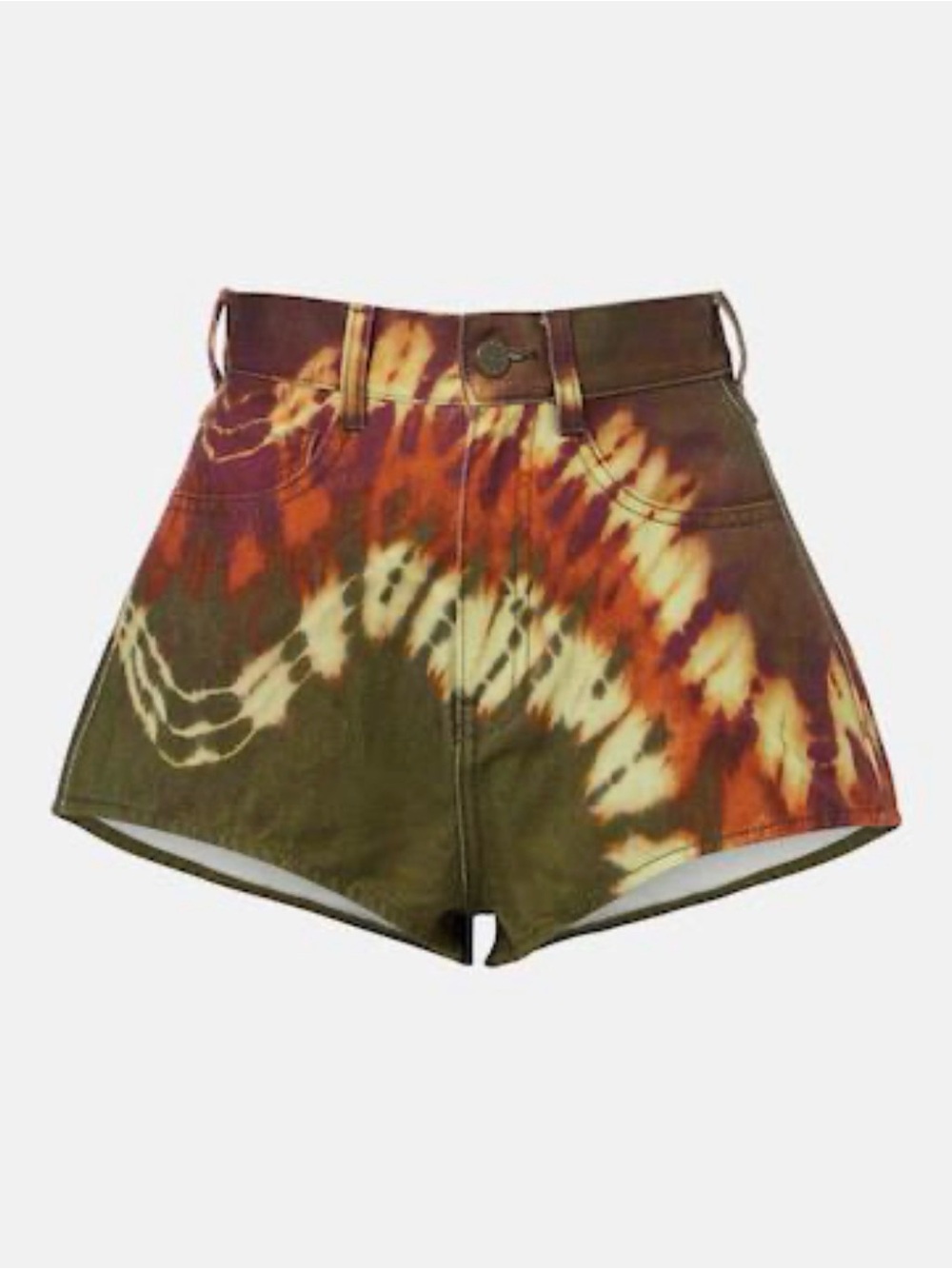 Alemais Marilyn Tie-Dye High-Waist Women's Shorts - Olive & Rust